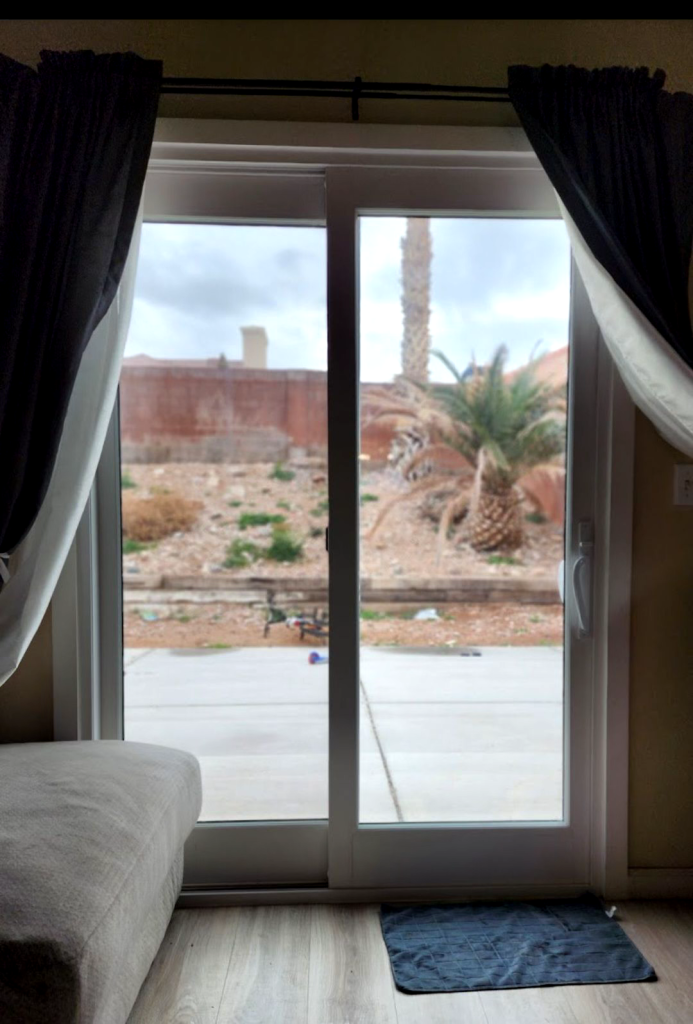View through sliding glass door