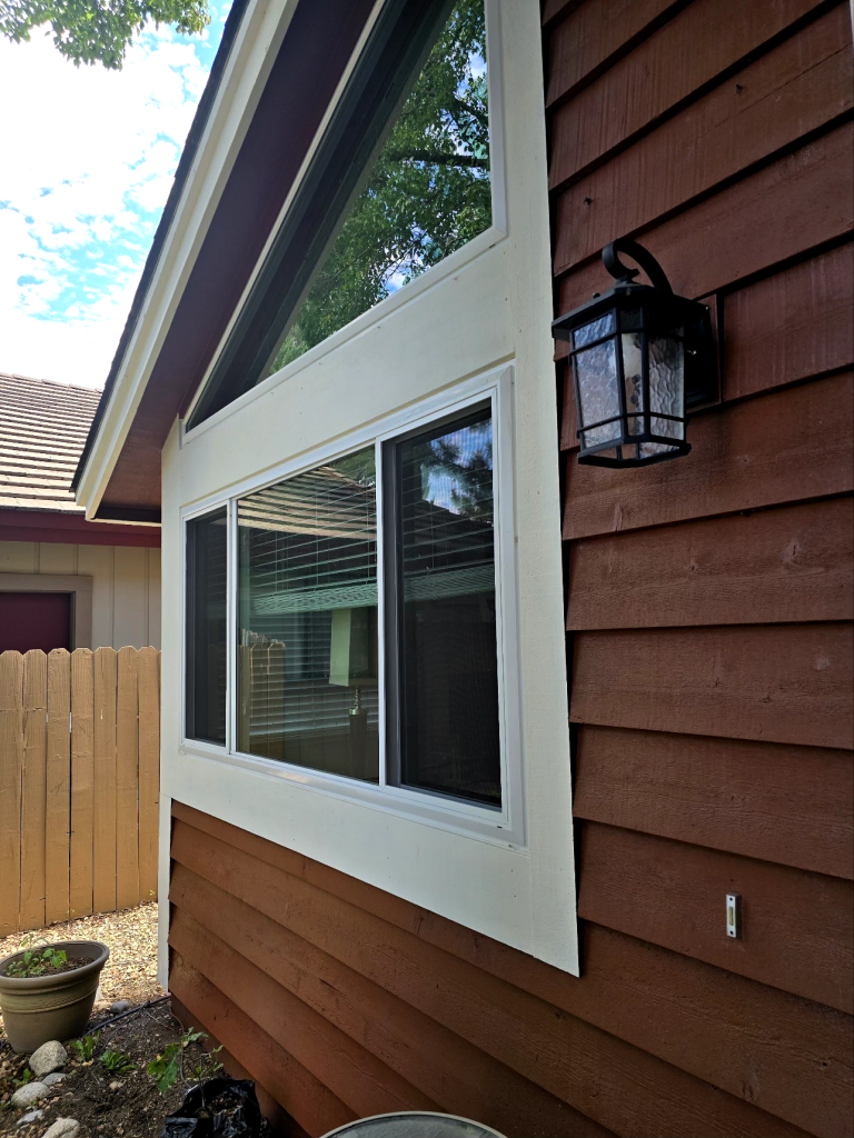 Brown wooden house with window