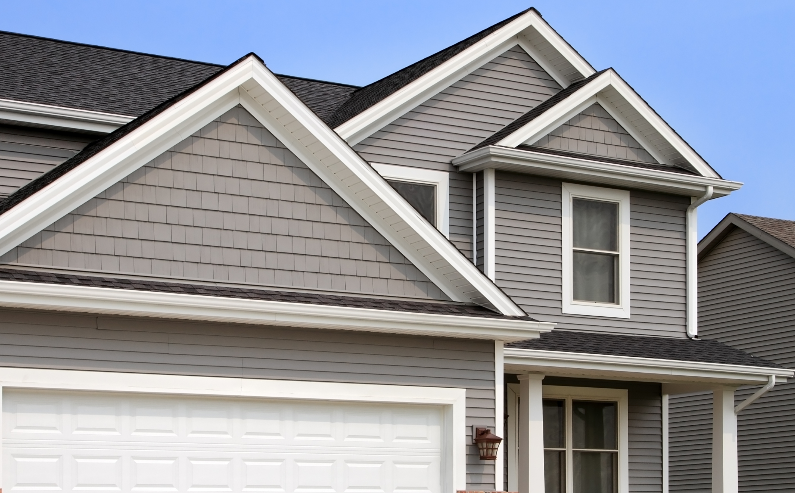 Modern gray house with garage