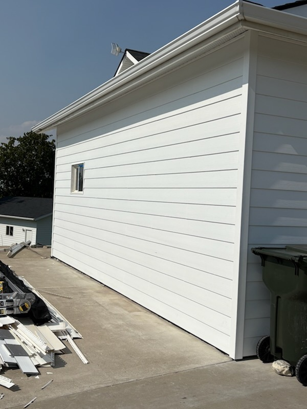 White siding on a building